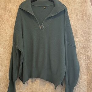 Elegant Forest Green V-Neck Sweater